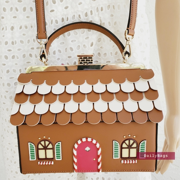 kate spade Handbags - BEAUTIFUL KATE SPADE GINGERBREAD HOUSE CROSSBODY SATCHEL BROWN CHRISTMAS HOLIDAY